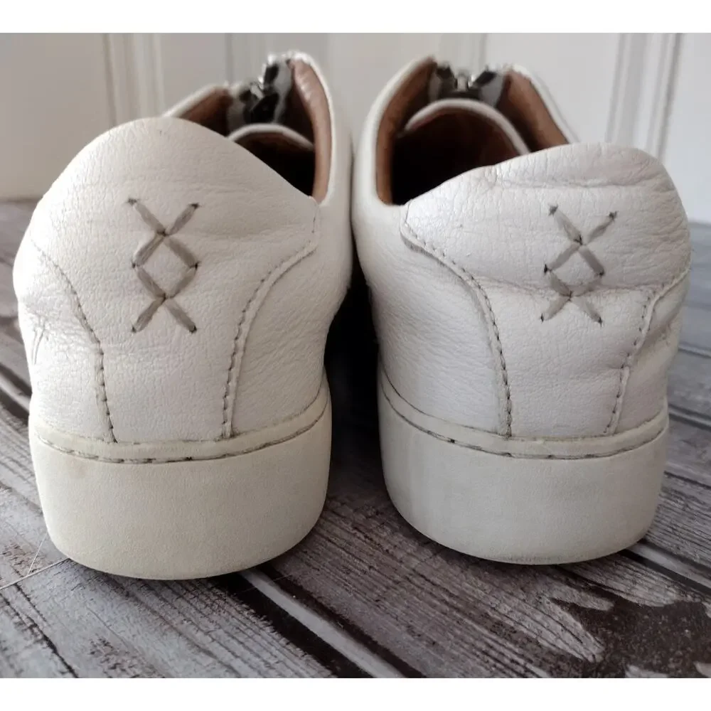 Frye | White Leather Lena Low Zip Sneaker Shoes Women's 8.5 - Picture 10 of 14
